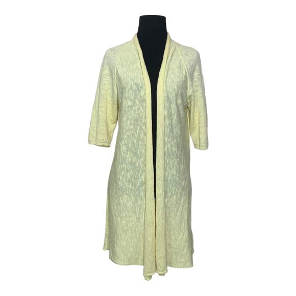 Eileen Fisher yellow short sleeves open asymmetrical cardigan size Small - Picture 8 of 11